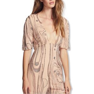 Free People Stone River Beaded Deep Neck Romper